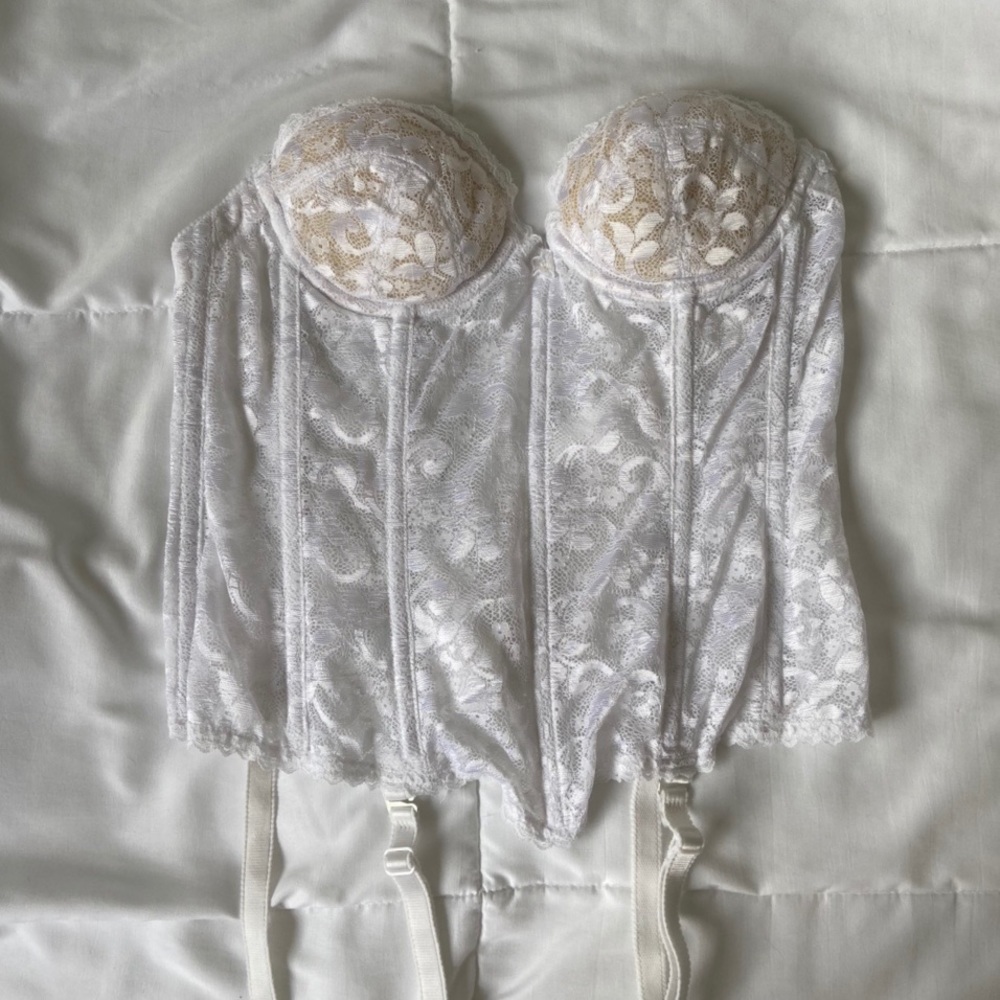 Vintage white lace corset top